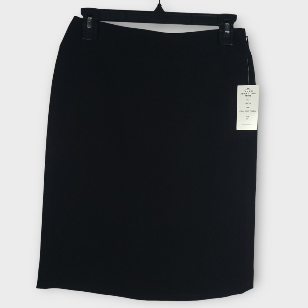 Tahari Arthur S. Levine Size 2P Black Pencil Skirt - Picture 2 of 5